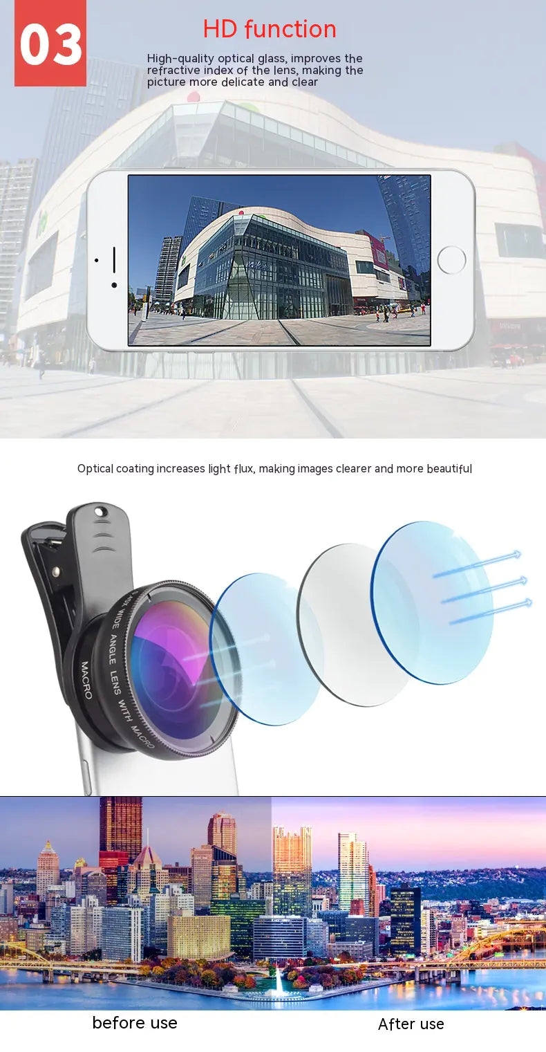 Universal 0.45x Wide Angle & 12.5x Macro Phone Lens
